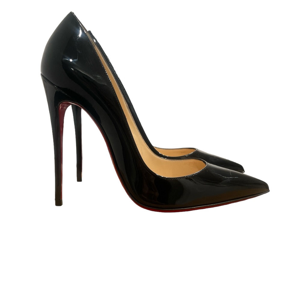 Christian Louboutin So Kate Black Patent Leather Pointed-Toe Red Sole Pump